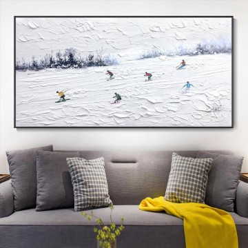 Esquiador en la montaña nevada Arte de la pared Deporte Decoración de la habitación de esquí en la nieve blanca de Knife 19 Pinturas al óleo